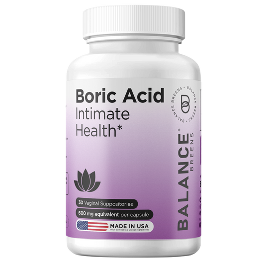 Boric Acid Suppositories for Women 600 mg - 30 Vaginal Use Capsules - ph Balance Pills, Intimate Health Support, Effective Yeast Infection Treatment - Made in USA