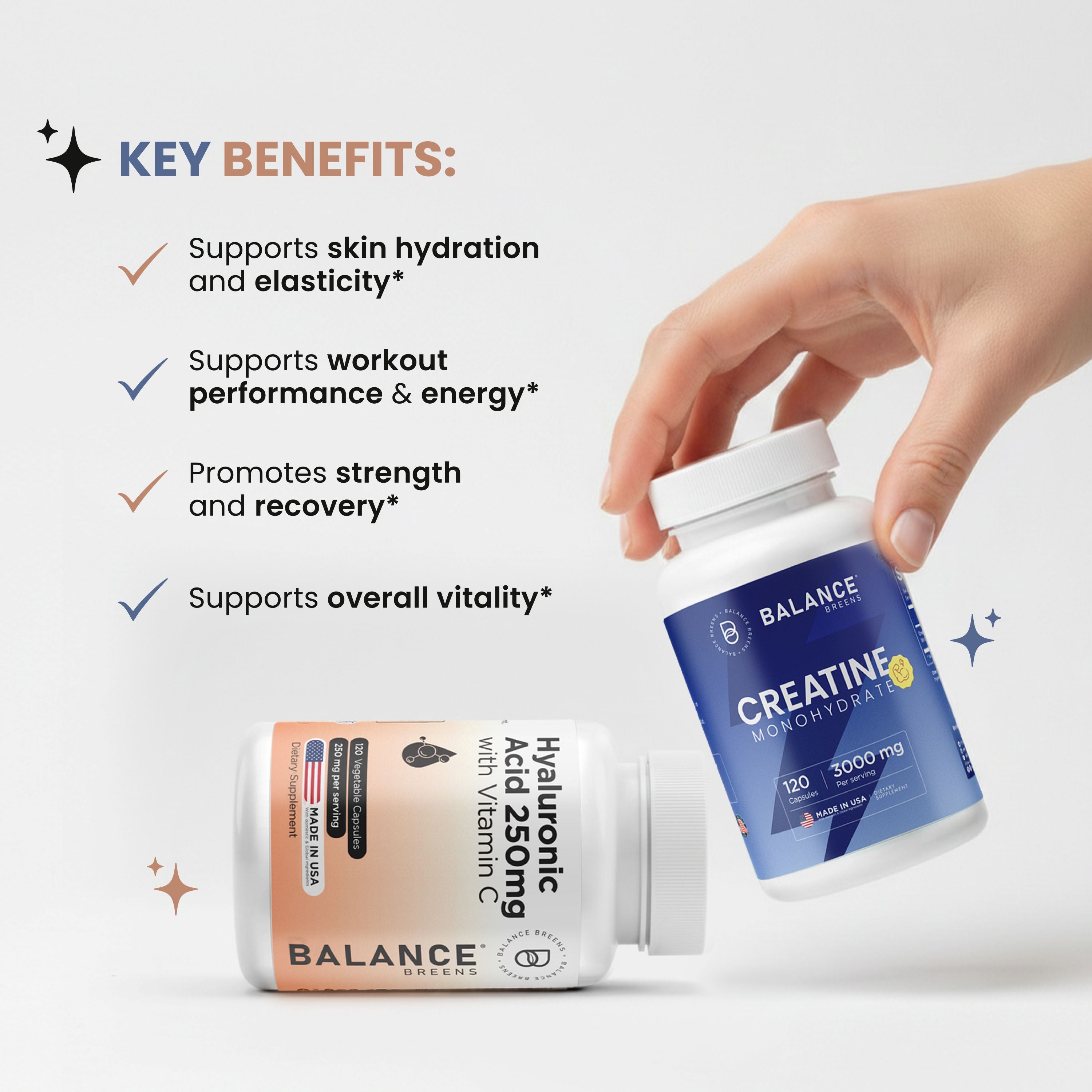 Beauty & Strength Stack - Hyaluronic Acid + Creatine