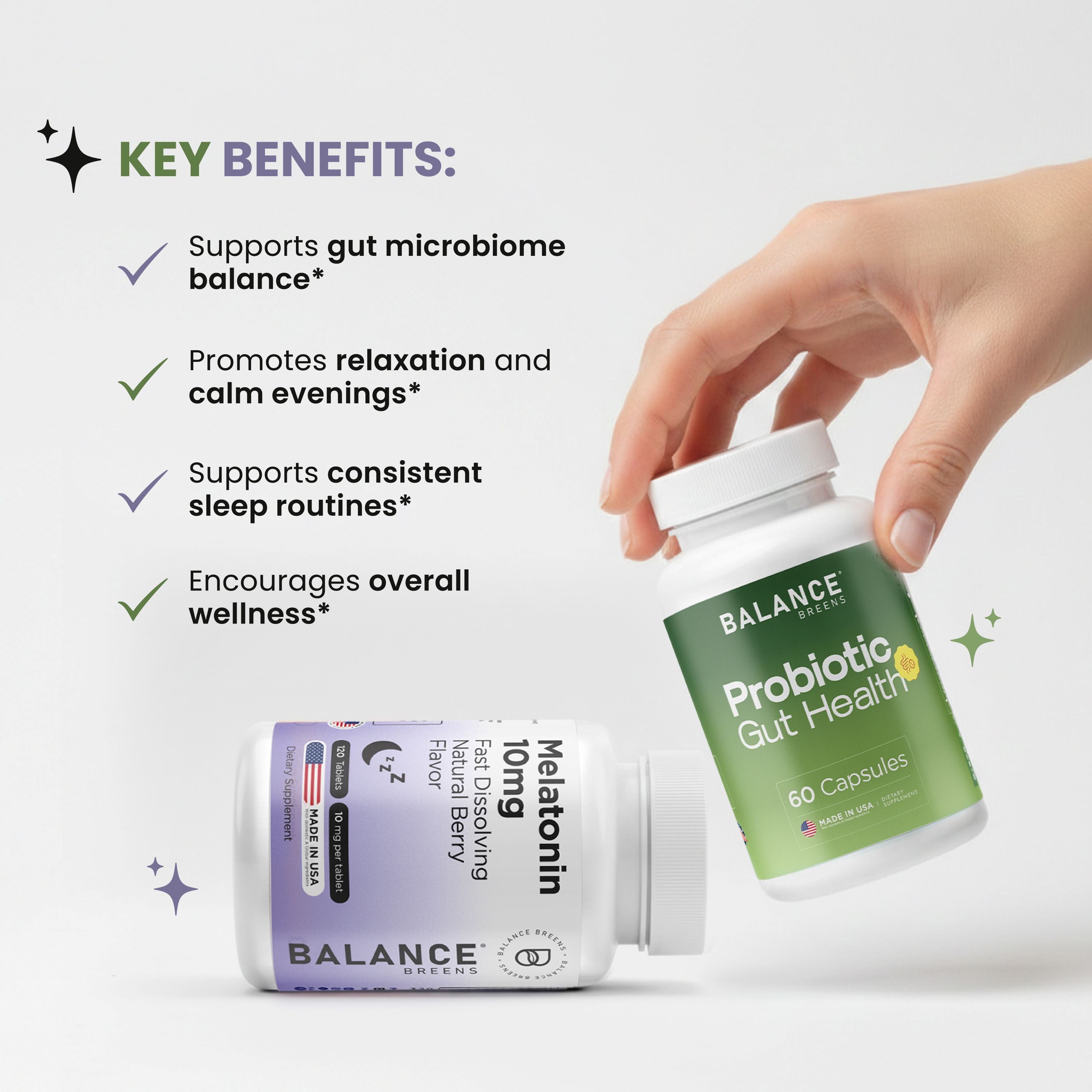 Gentle Gut & Sleep Support - Probiotic + Melatonin 10mg