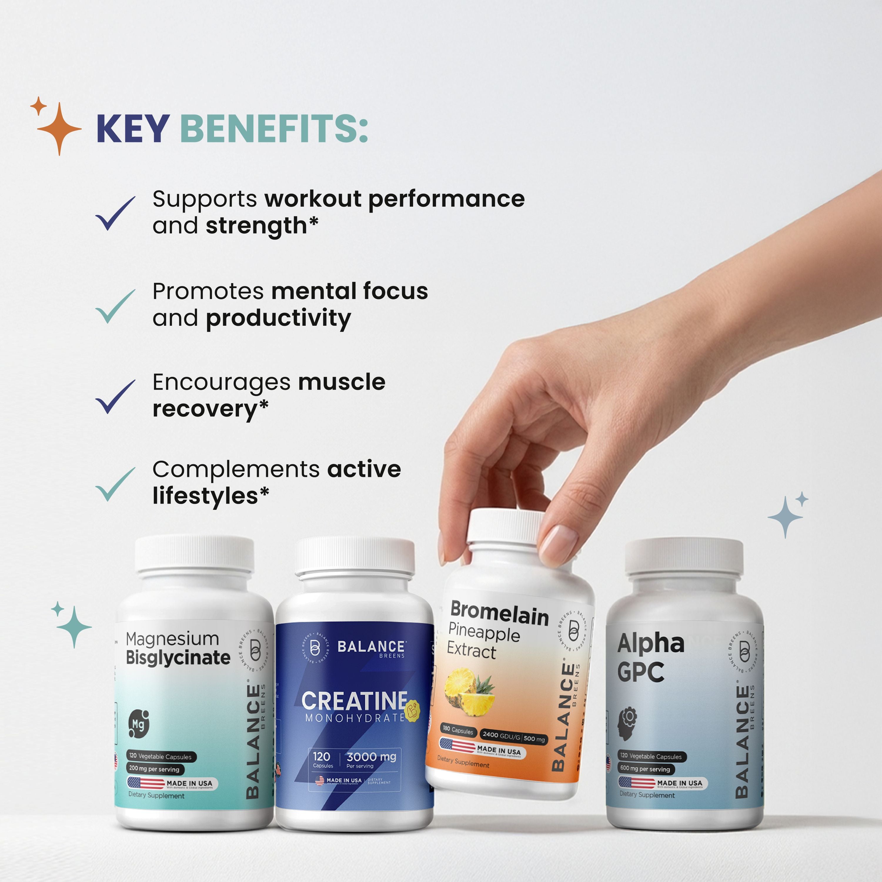 Fitness Performance StackCreatine + Alpha GPC + Magnesium + Bromelain