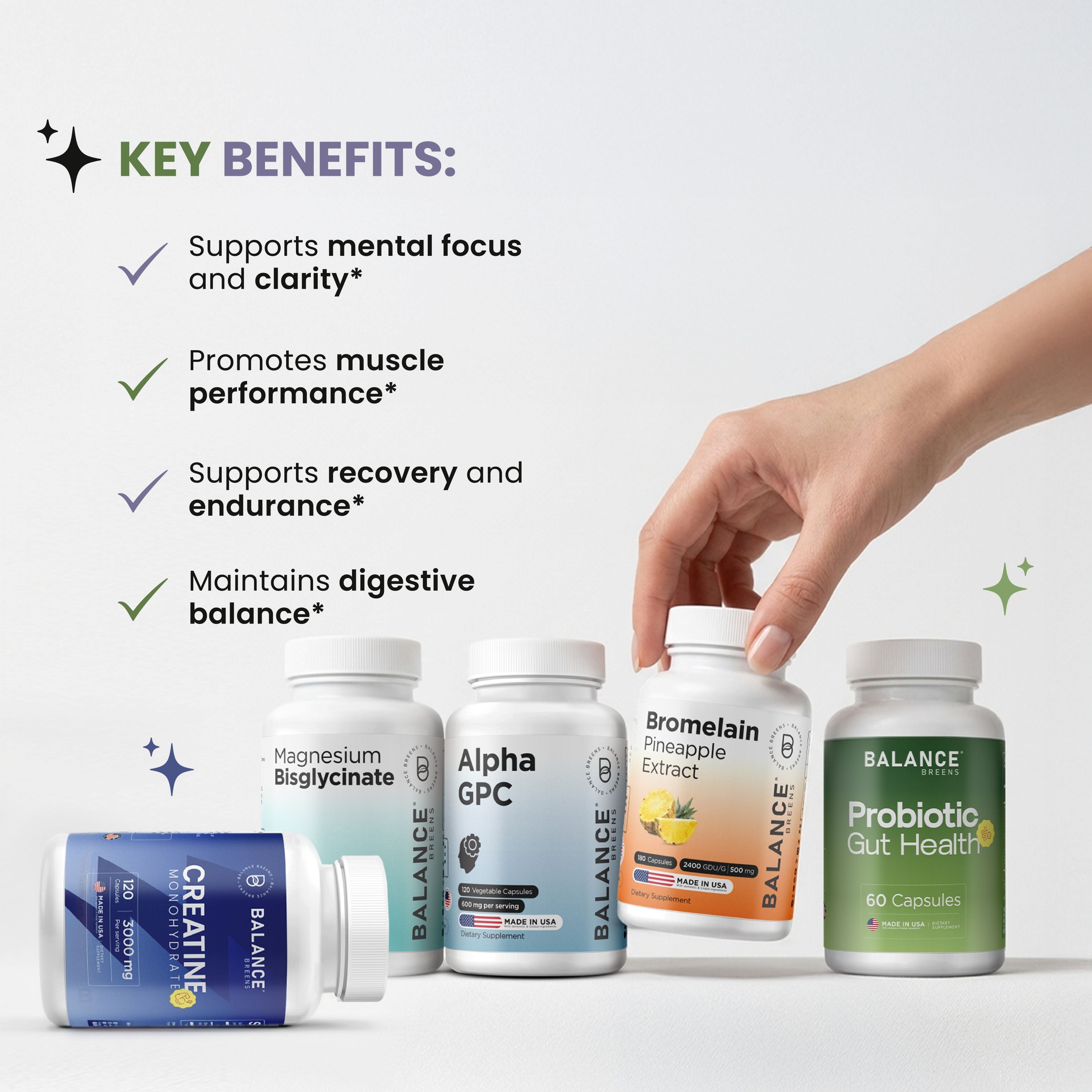 Ultimate Performance & Focus Stack: Creatine + Alpha GPC + Magnesium + Bromelain + Probiotic