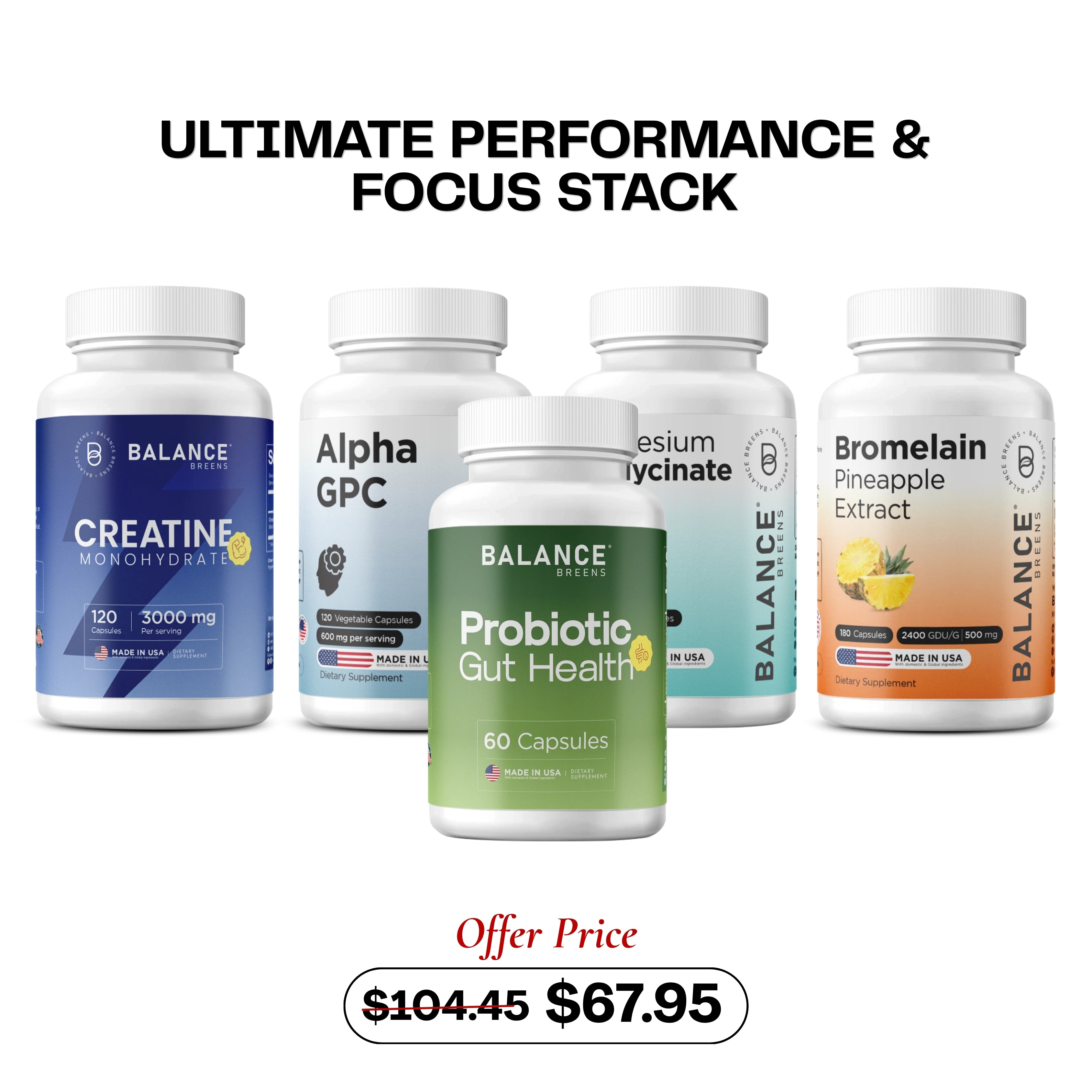 Ultimate Performance & Focus Stack: Creatine + Alpha GPC + Magnesium + Bromelain + Probiotic