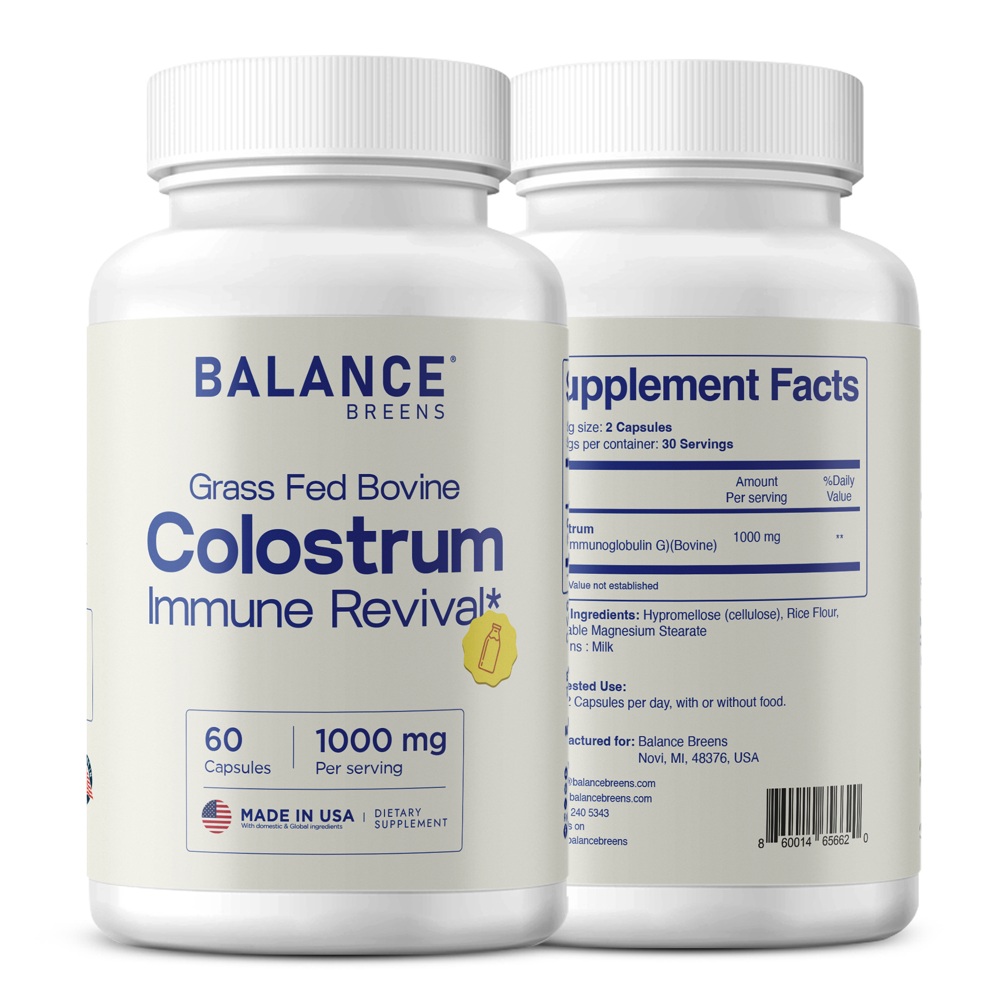 Colostrum Supplement 1000mg, 60 Capsules