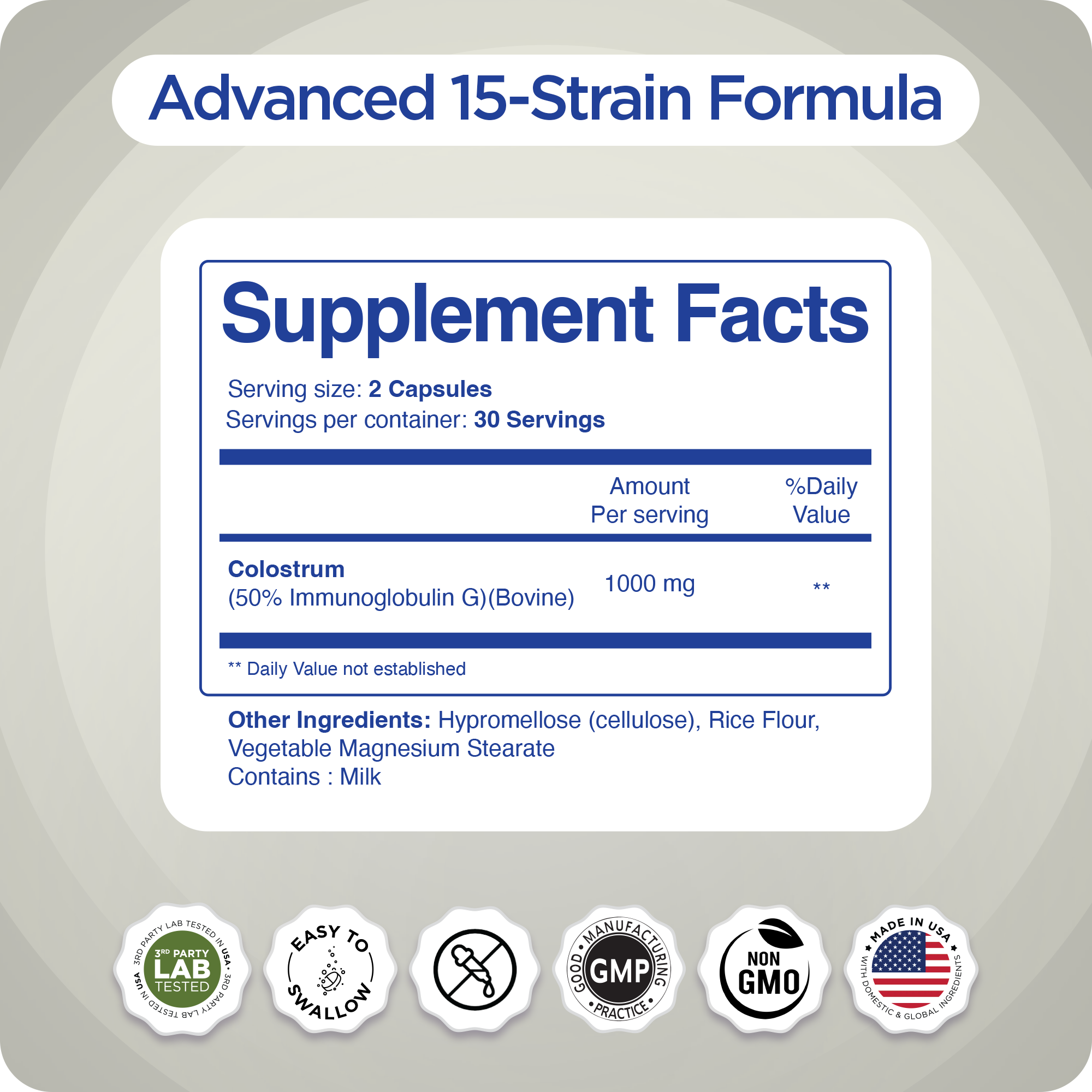 Colostrum Supplement 1000mg, 60 Capsules