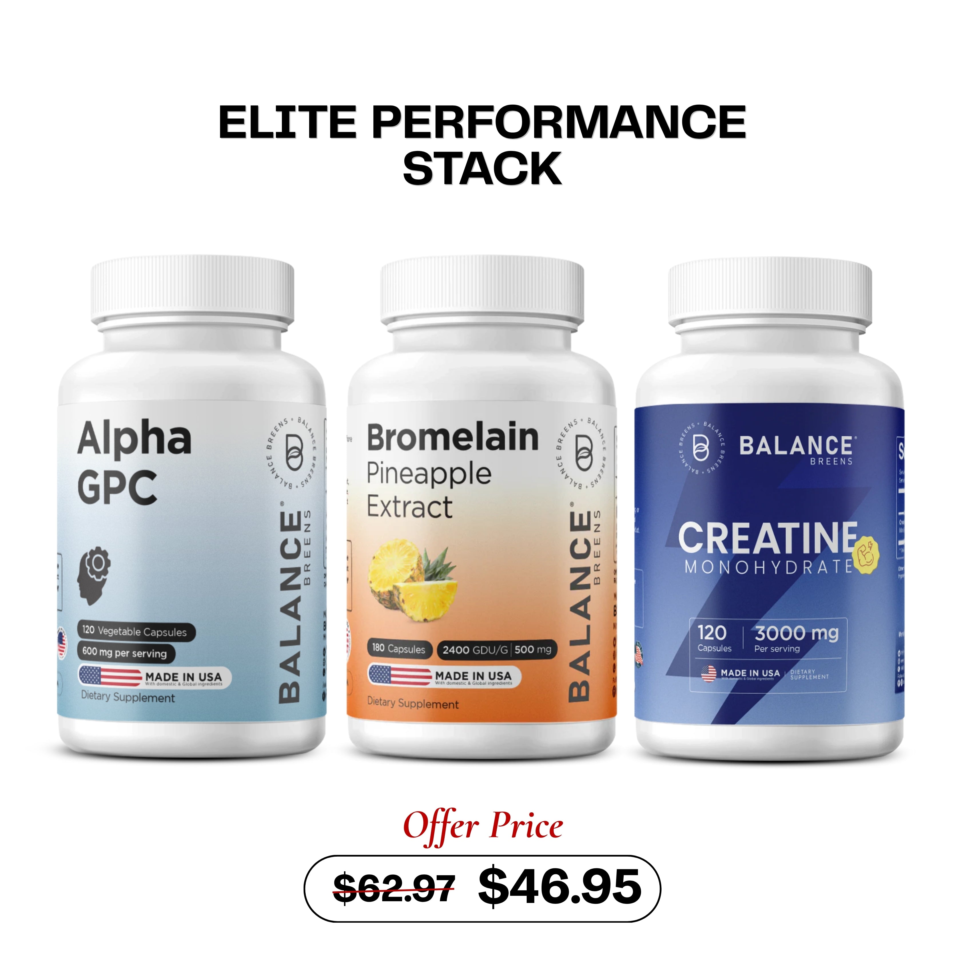 Elite Performance Stack – Creatine + Alpha GPC + Bromelain