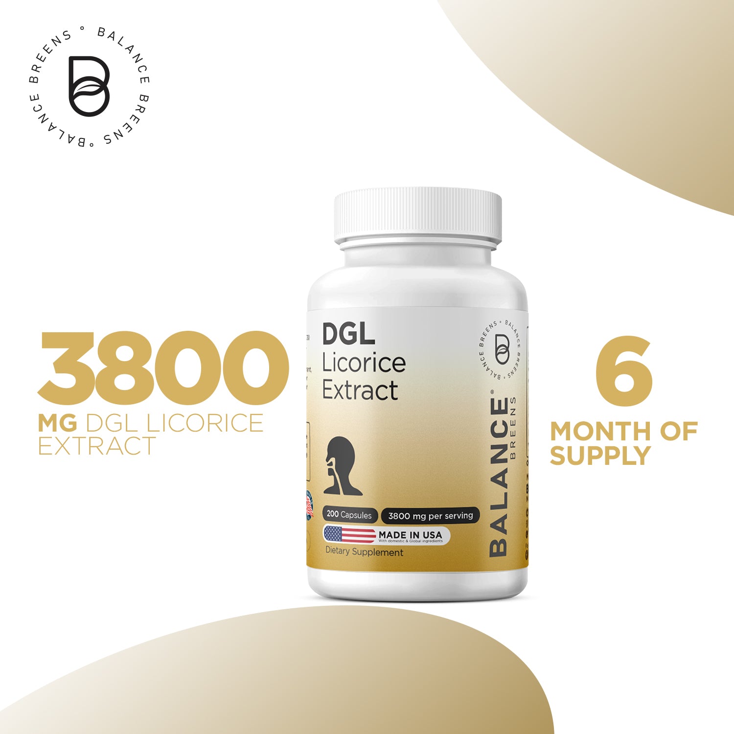 DGL Licorice Extract 3800mg per serving, 200 Capsules
