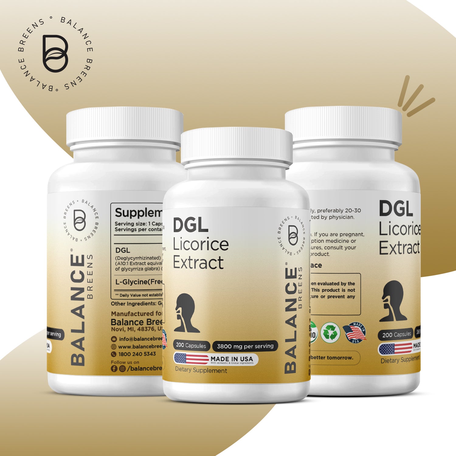 DGL Licorice Extract 3800mg per serving, 200 Capsules