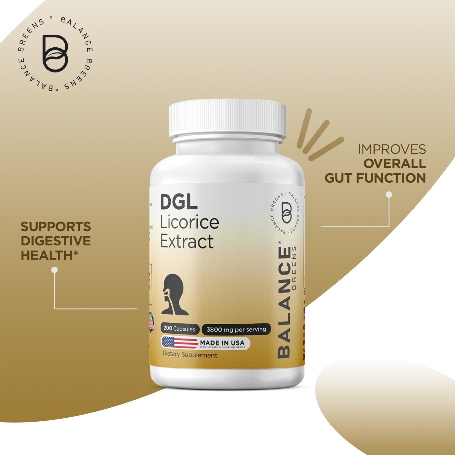 DGL Licorice Extract 3800mg per serving, 200 Capsules