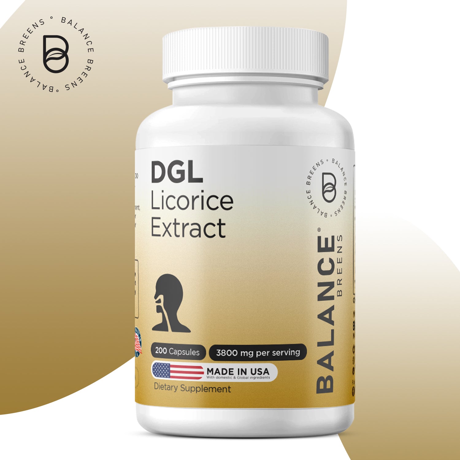 DGL Licorice Extract 3800mg per serving, 200 Capsules