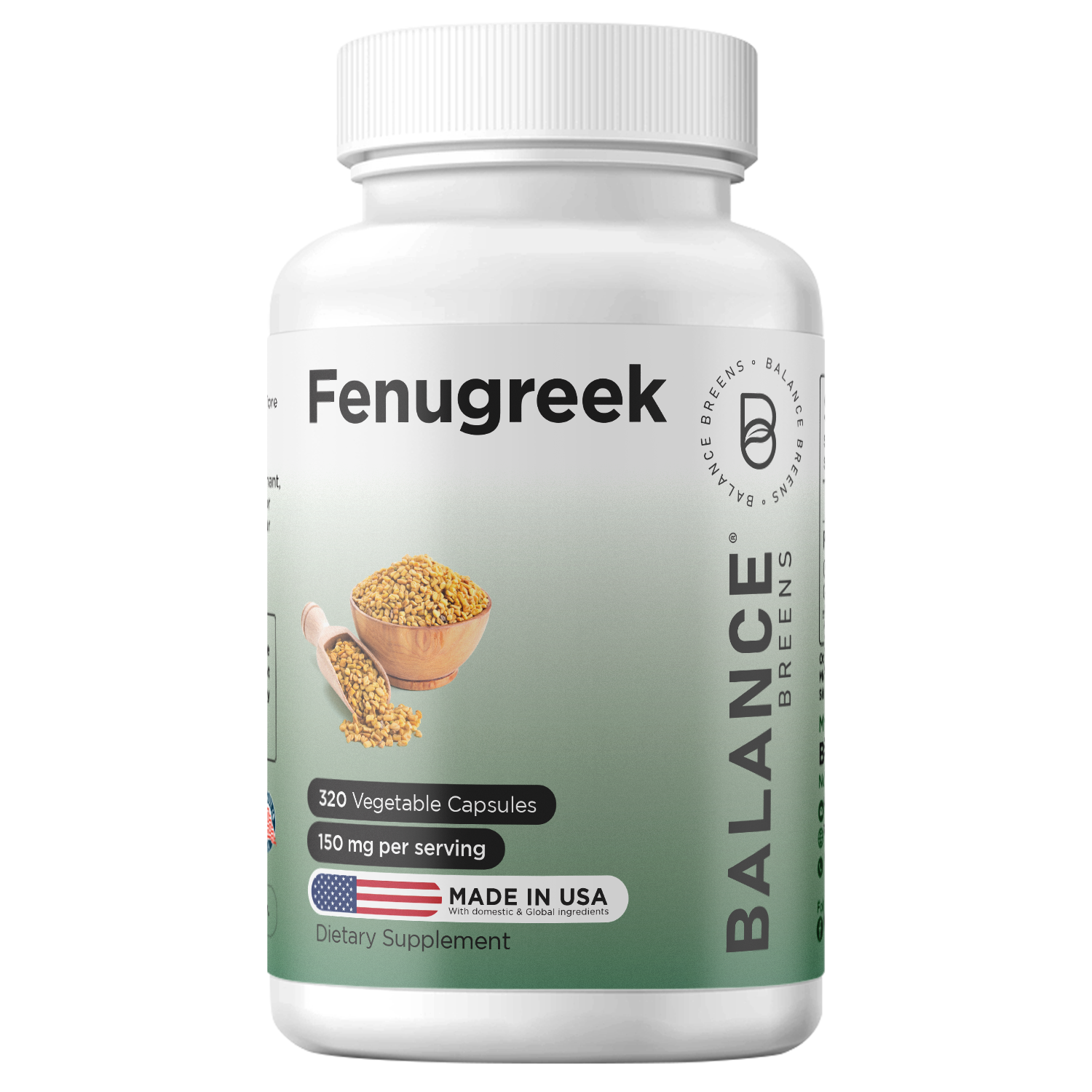 Balance Breens Fenugreek 150mg Capsules - Best Fenugreek Supplement for Digestive Health, Lactation, and Hormonal Balance - Fenugreek Capsules for Breastfeeding - 320 Vegetarian Capsules