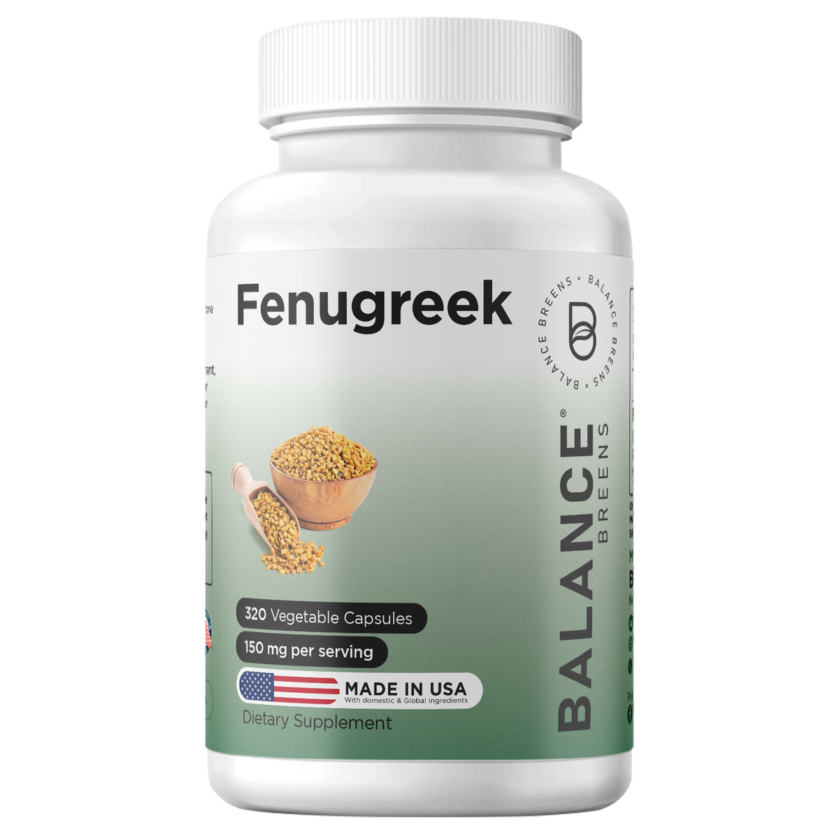 Balance Breens Fenugreek 150mg Capsules - Best Fenugreek Supplement for Digestive Health, Lactation, and Hormonal Balance - Fenugreek Capsules for Breastfeeding - 320 Vegetarian Capsules