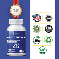 Glutathione Supplement - 500mg - 120 Vegan Capsules