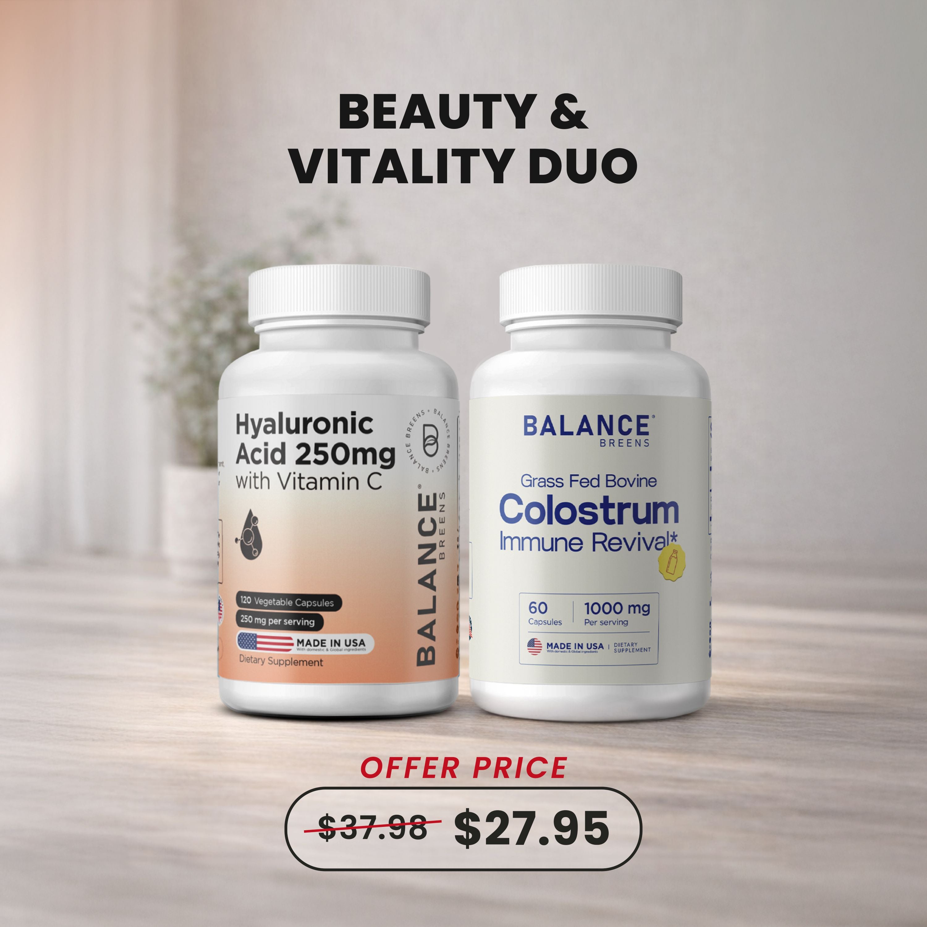 Beauty & Vitality Duo – Hyaluronic Acid + Colostrum