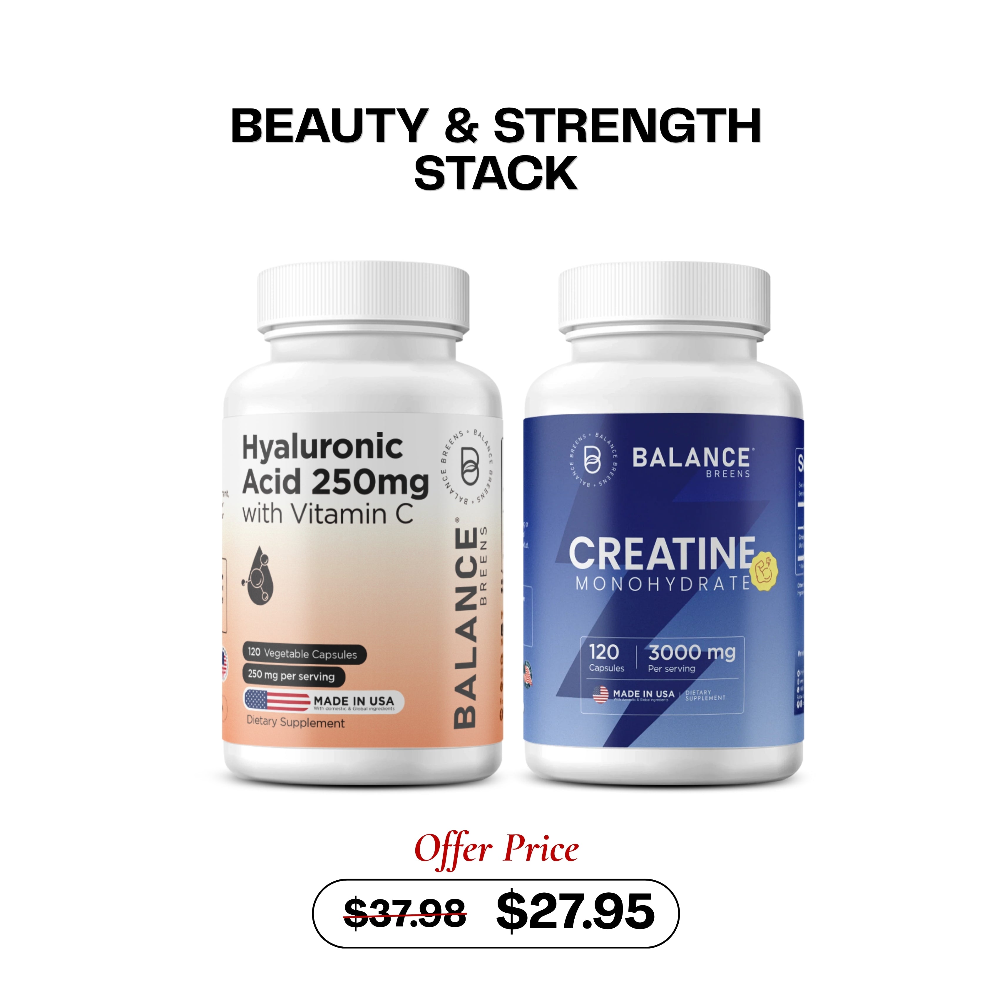 Beauty & Strength Stack - Hyaluronic Acid + Creatine