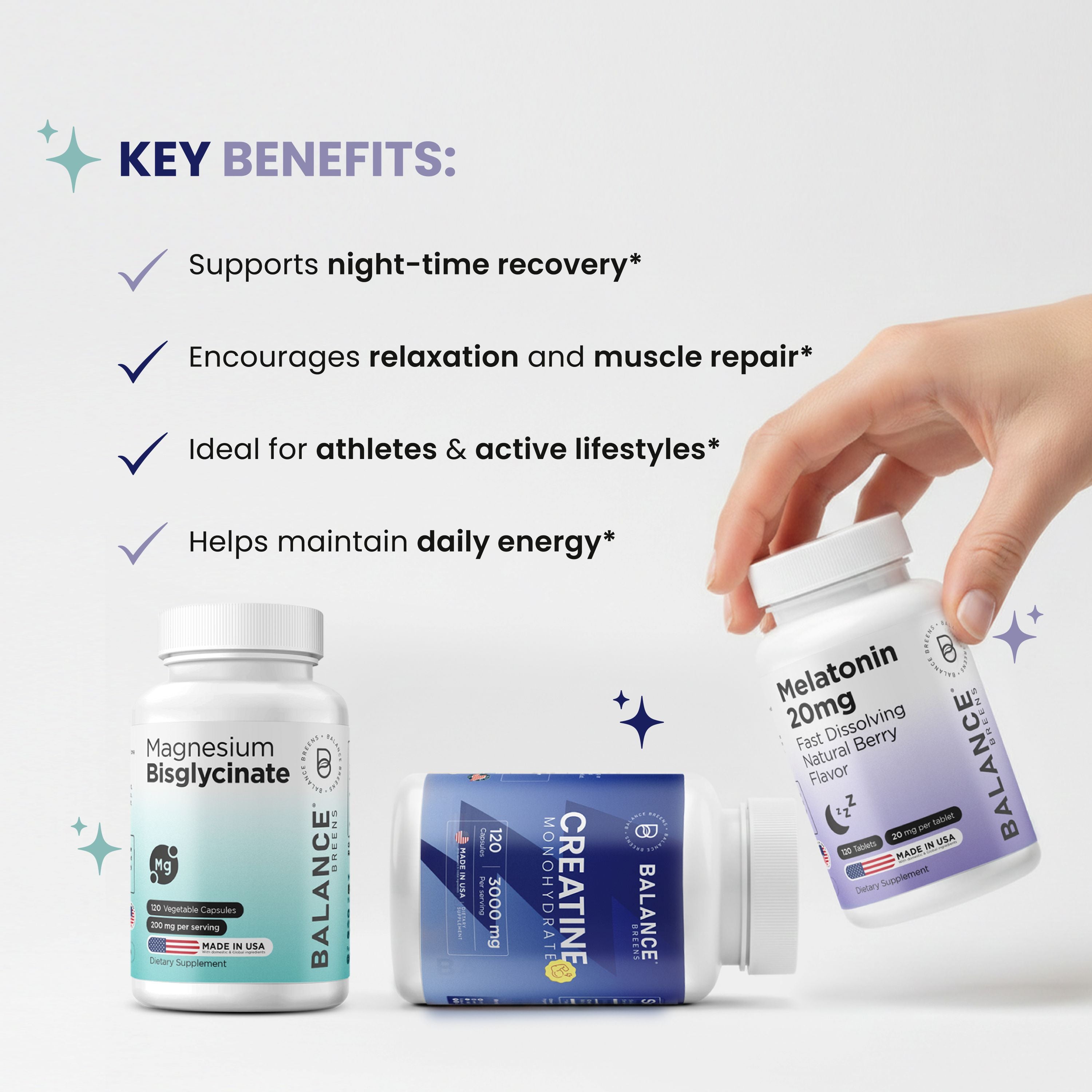 Night Recovery Stack – Magnesium + Melatonin 20mg + Creatine