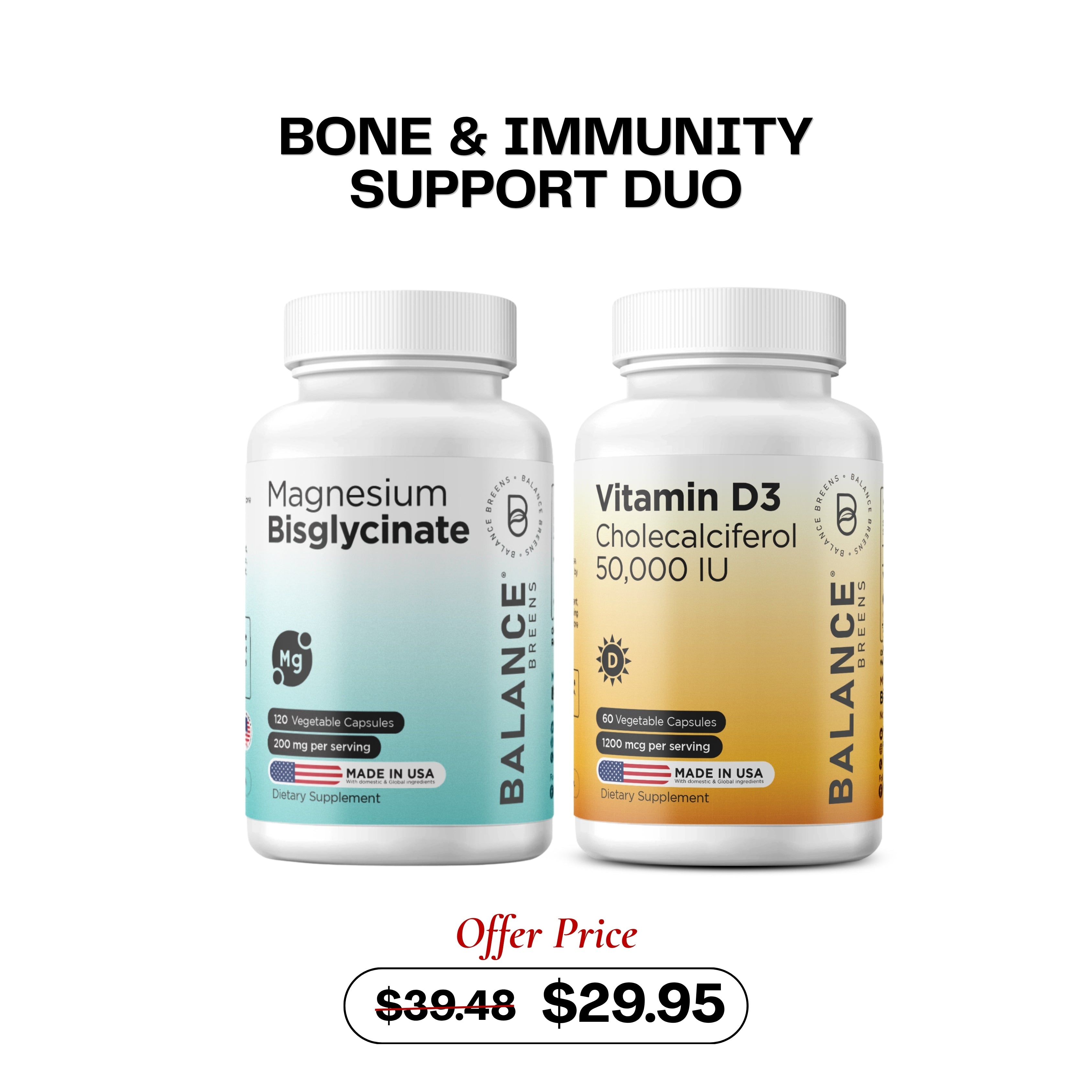 Bone & Immunity Support Duo - Magnesium + Vitamin D3