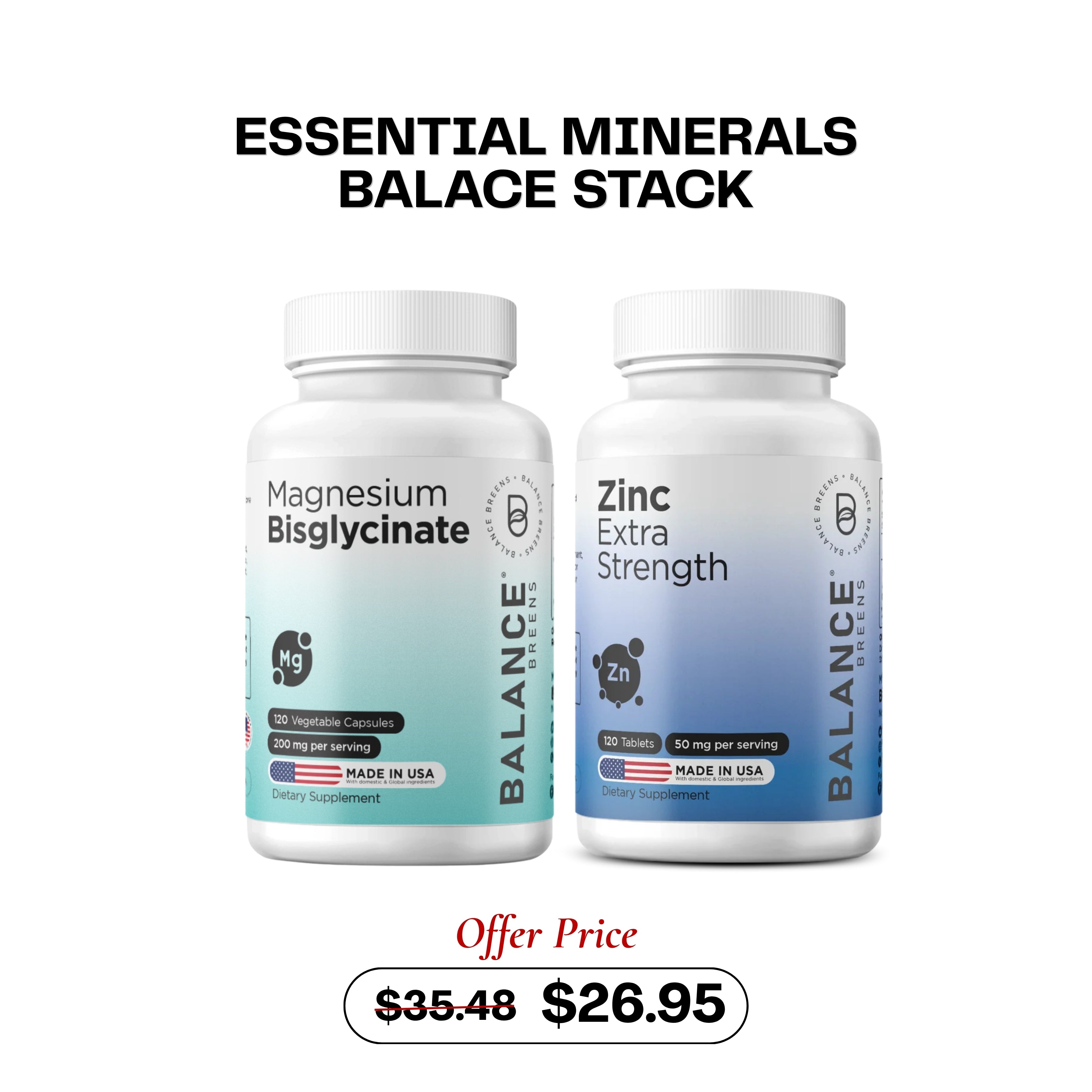 Essential Minerals Balance Stack - Magnesium + Zinc