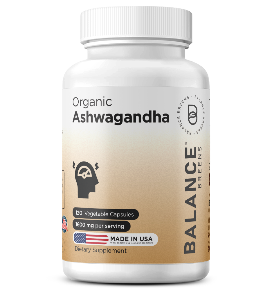 Organic Ashwagandha, 1600mg per serving, 120 Vegan Capsules