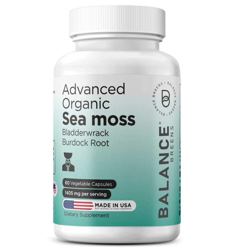 Organic Irish Sea Moss, Bladderwrack, Burdock Root, 60 Capsules
