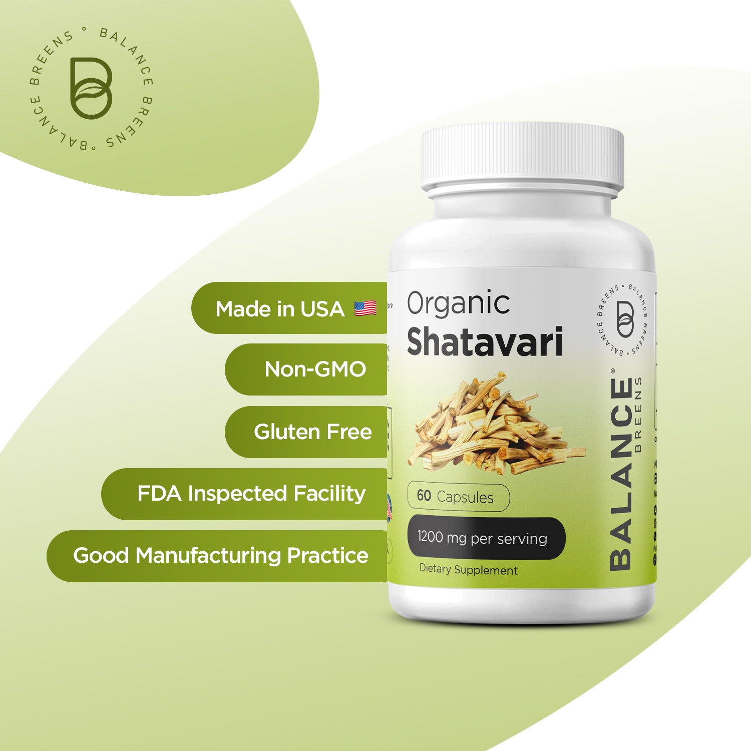 Organic Shatavari 1200mg, 60 Capsules