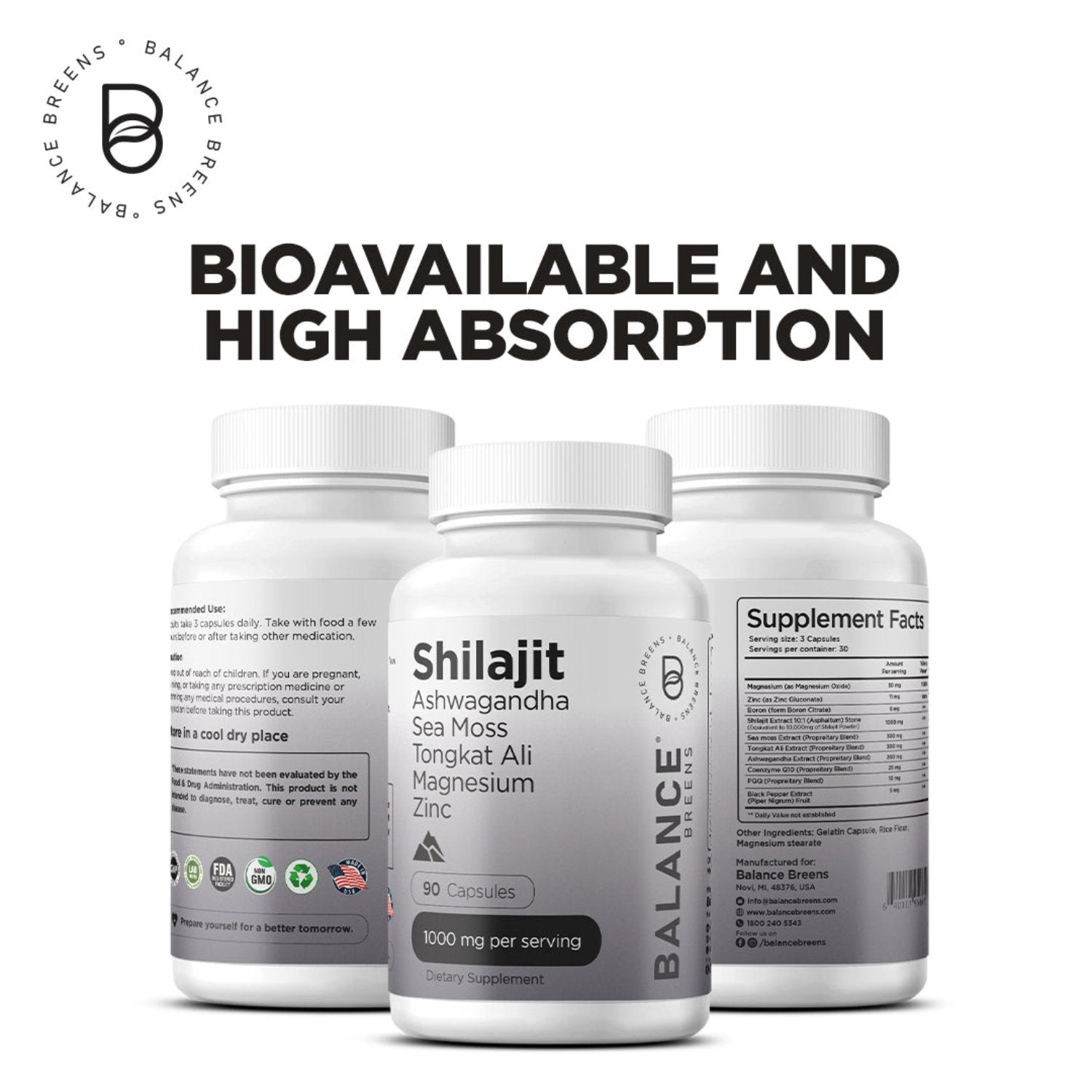 Himalayan Shilajit 10000mg, 90 Capsules