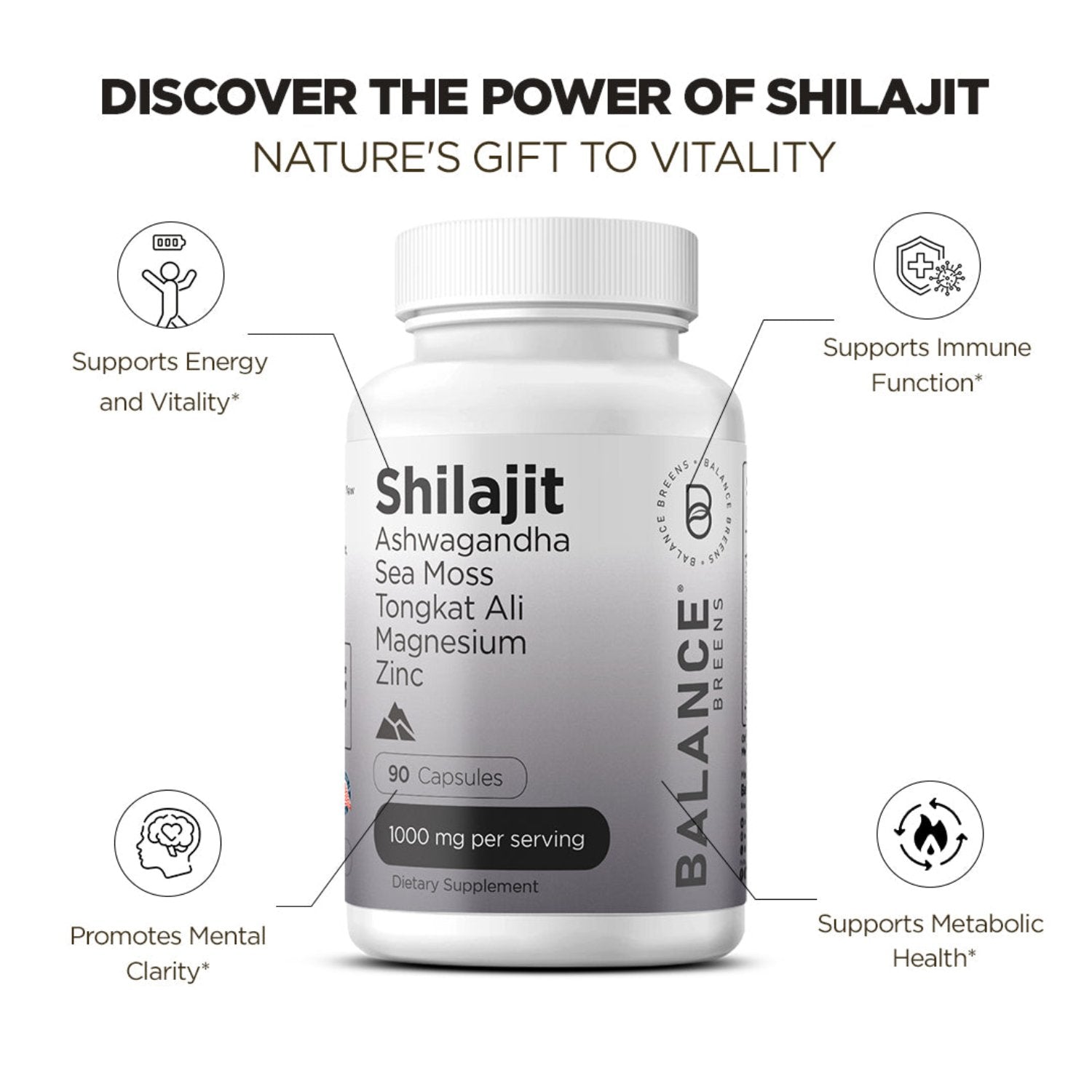 Himalayan Shilajit 10000mg, 90 Capsules