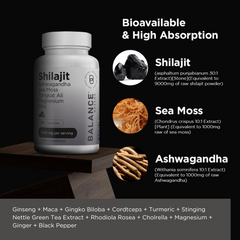 Pure Himalayan Shilajit Capsules, 10:1 Extract, Extra Strength 10000mg, 90 Capsules - 85+ Minerals - Energy, Stamina, Brain Support - Shilajit Supplement for Men and Women