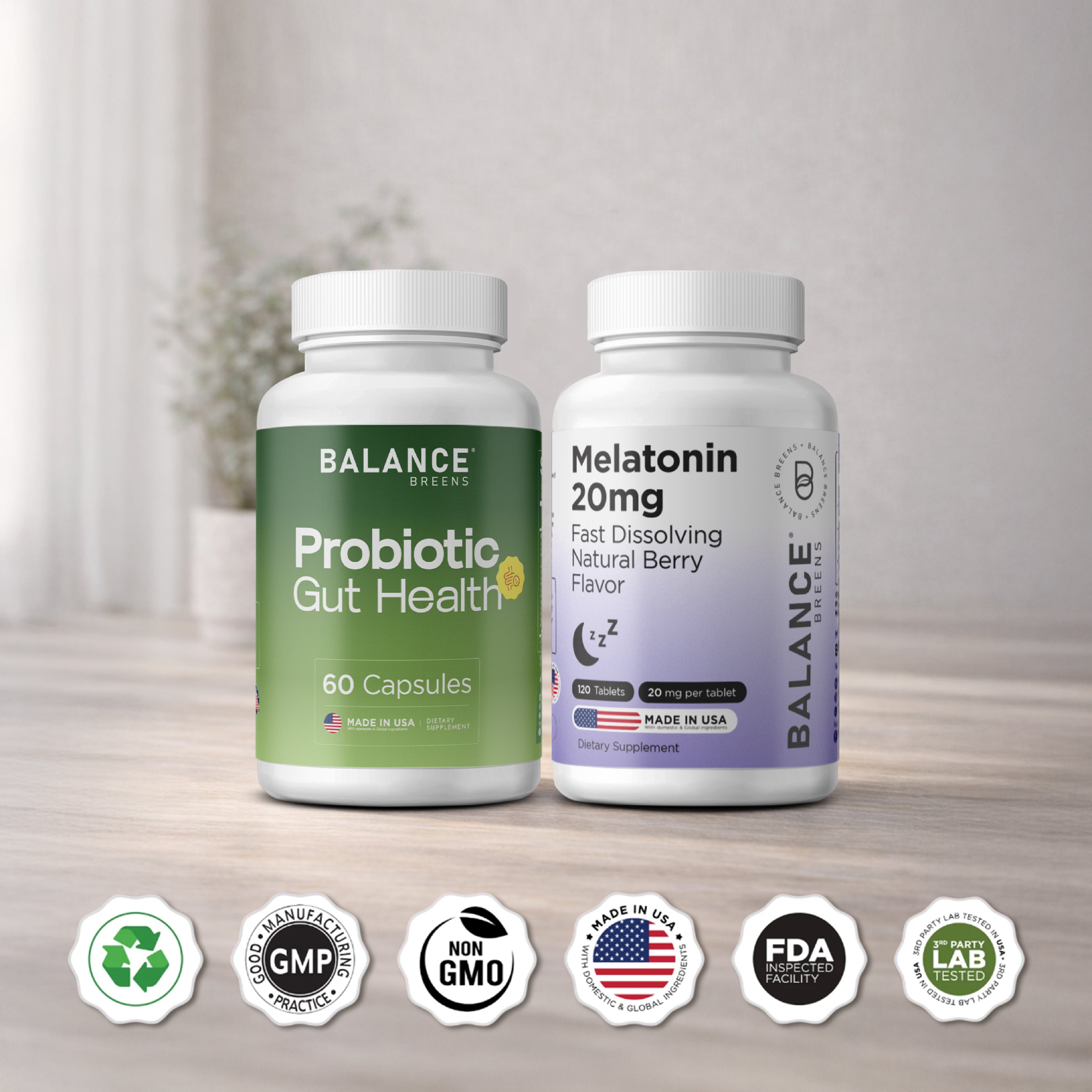Gut & Sleep Balance Stack - Probiotic + Melatonin 20mg
