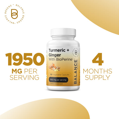 Turmeric Curcumin Ginger with Bioperine ©, 1950mg, 120 Veggie Capsules