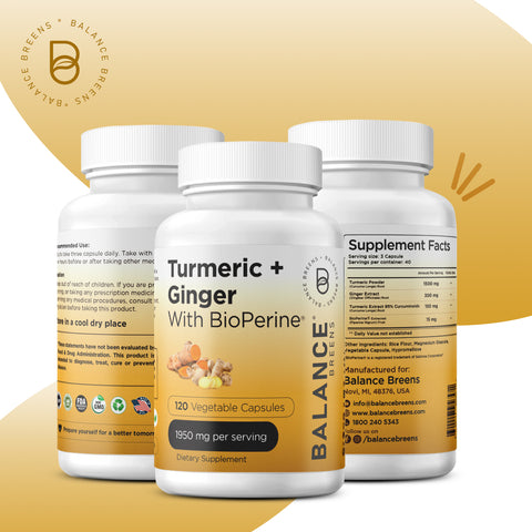 Turmeric Curcumin Ginger with Bioperine ©, 1950mg, 120 Veggie Capsules