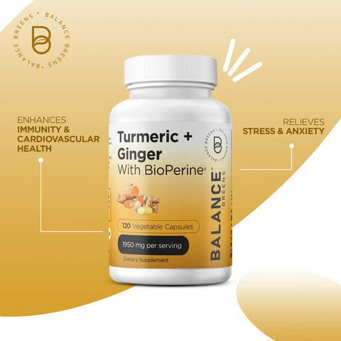 Turmeric Curcumin Ginger with Bioperine ©, 1950mg, 120 Veggie Capsules