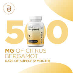 Citrus Bergamot 500mg - Revitalize Your Heart Health - Advanced Bergamot Supplement for Metabolism & Cholesterol Health - 60 Vegan Capsules by Balance Breens