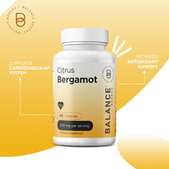 Citrus Bergamot 500mg - Revitalize Your Heart Health - Advanced Bergamot Supplement for Metabolism & Cholesterol Health - 60 Vegan Capsules by Balance Breens