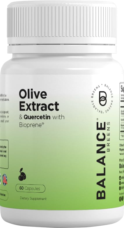 Balance Breens Immunity Booster Olive Leaf Extract 60 Capsules - Quercetin 400mg with Bioperine Black Pepper Extract